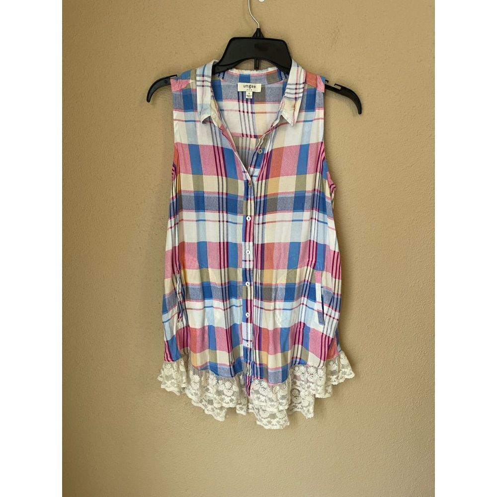 💙 Umgee Boho Plaid Tunic Blouse